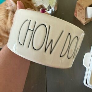 NWOT- Rae Dunn Cream 'CHOW DOWN' Pet Bowl